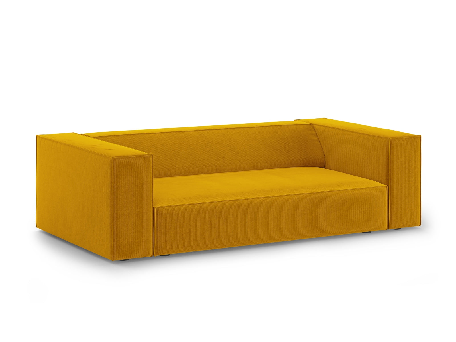 Elegantes Arendal 2-Sitzer Sofa in senfgelber Farbe, stilvoll und modern, ideal für jedes Wohnzimmer, von Cosmopolitan Design.