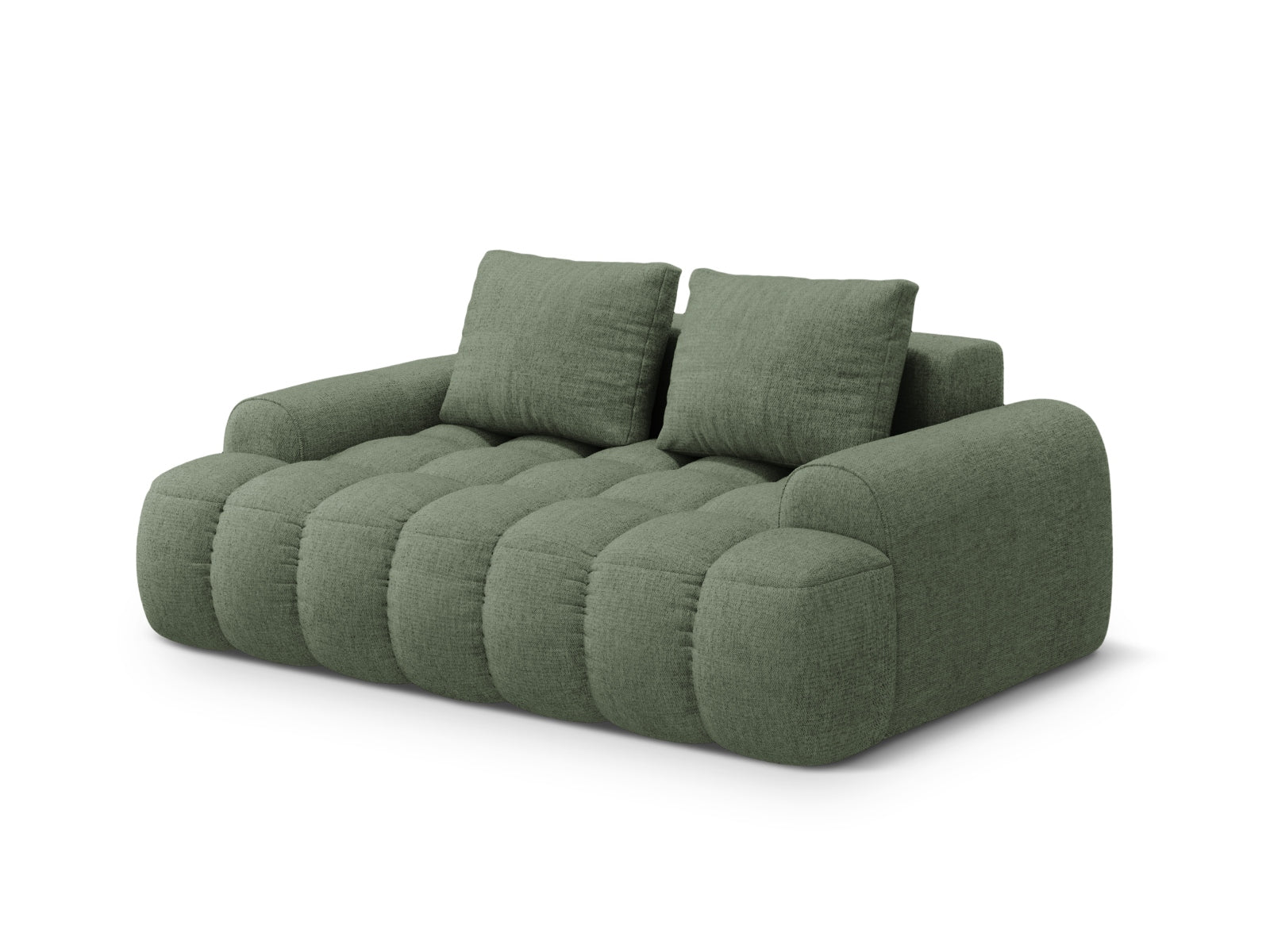 Stilvolles Linz 2-Sitzer Sofa in dunklem Olivgrün, perfekt für moderne Wohnkonzepte. Hochwertige Verarbeitung von Cosmopolitan Design.