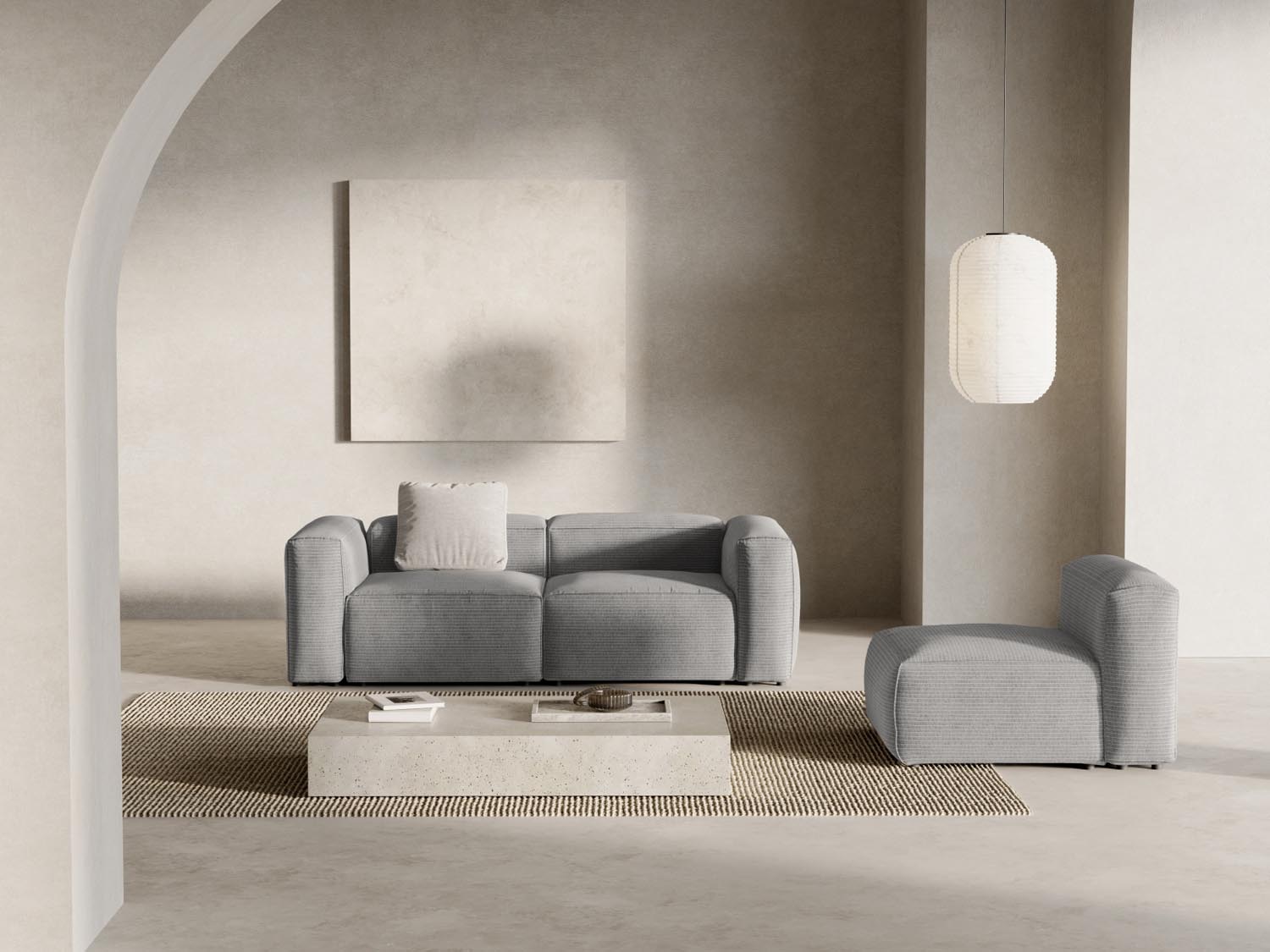 Bergamo Modular Sofa 2 Sitzer in Light Grey-Perla präsentiert im Onlineshop von KAQTU Design AG. 2er Sofa ist von Cosmopolitan Design