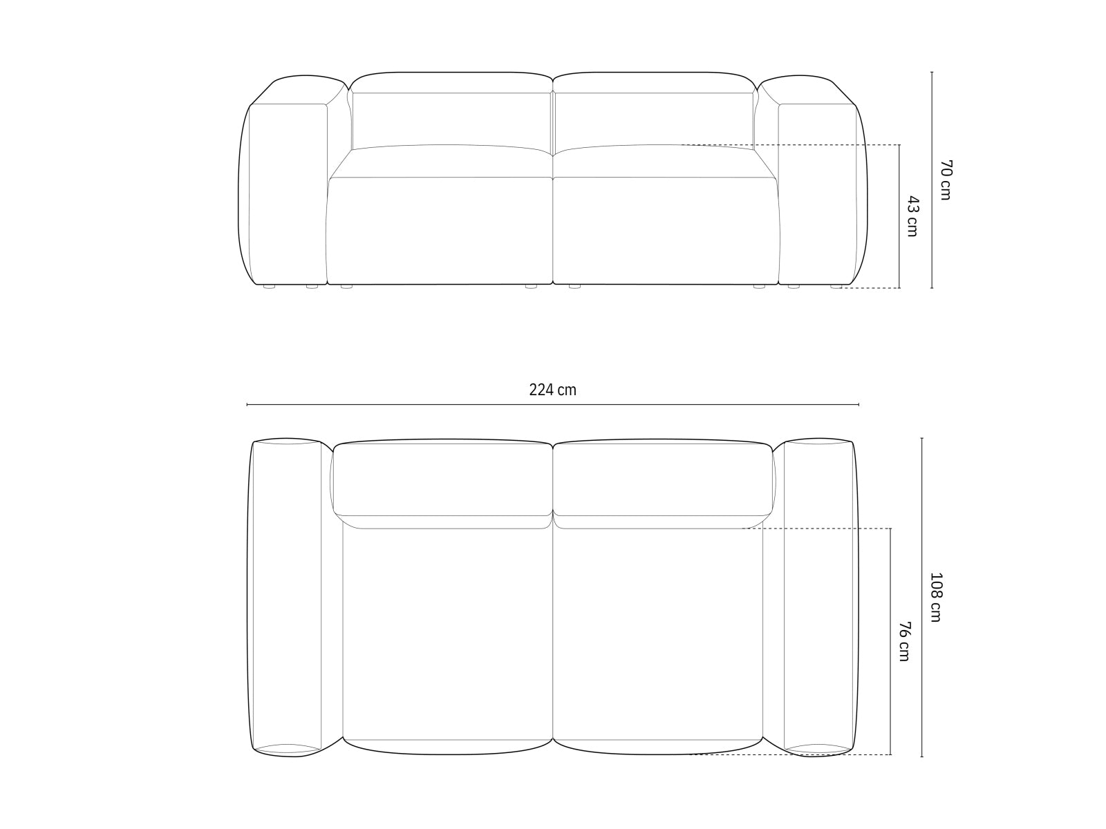 Bergamo Modular Sofa 2 Sitzer in Brick-Liberty präsentiert im Onlineshop von KAQTU Design AG. 2er Sofa ist von Cosmopolitan Design