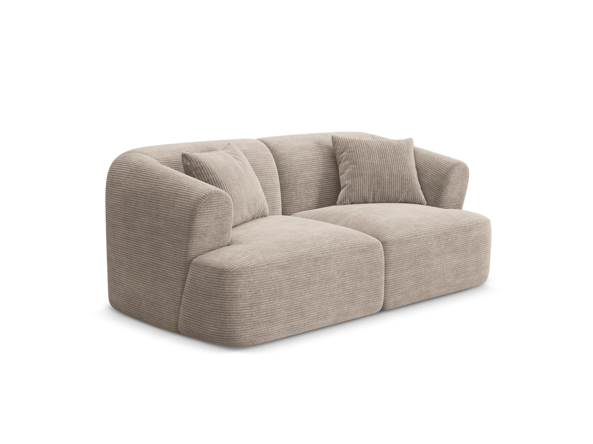 2-Sitzer Modular Sofa Campi mit Stoffbezug, weichen Polstern und schwarzen Kunststoffbeinen