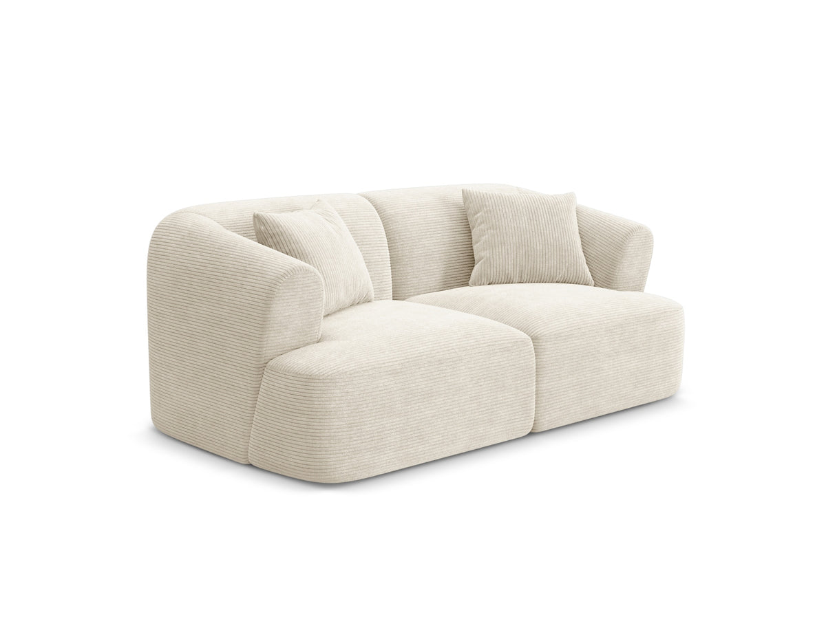 2-Sitzer Modular Sofa Campi mit Stoffbezug, weichen Polstern und schwarzen Kunststoffbeinen