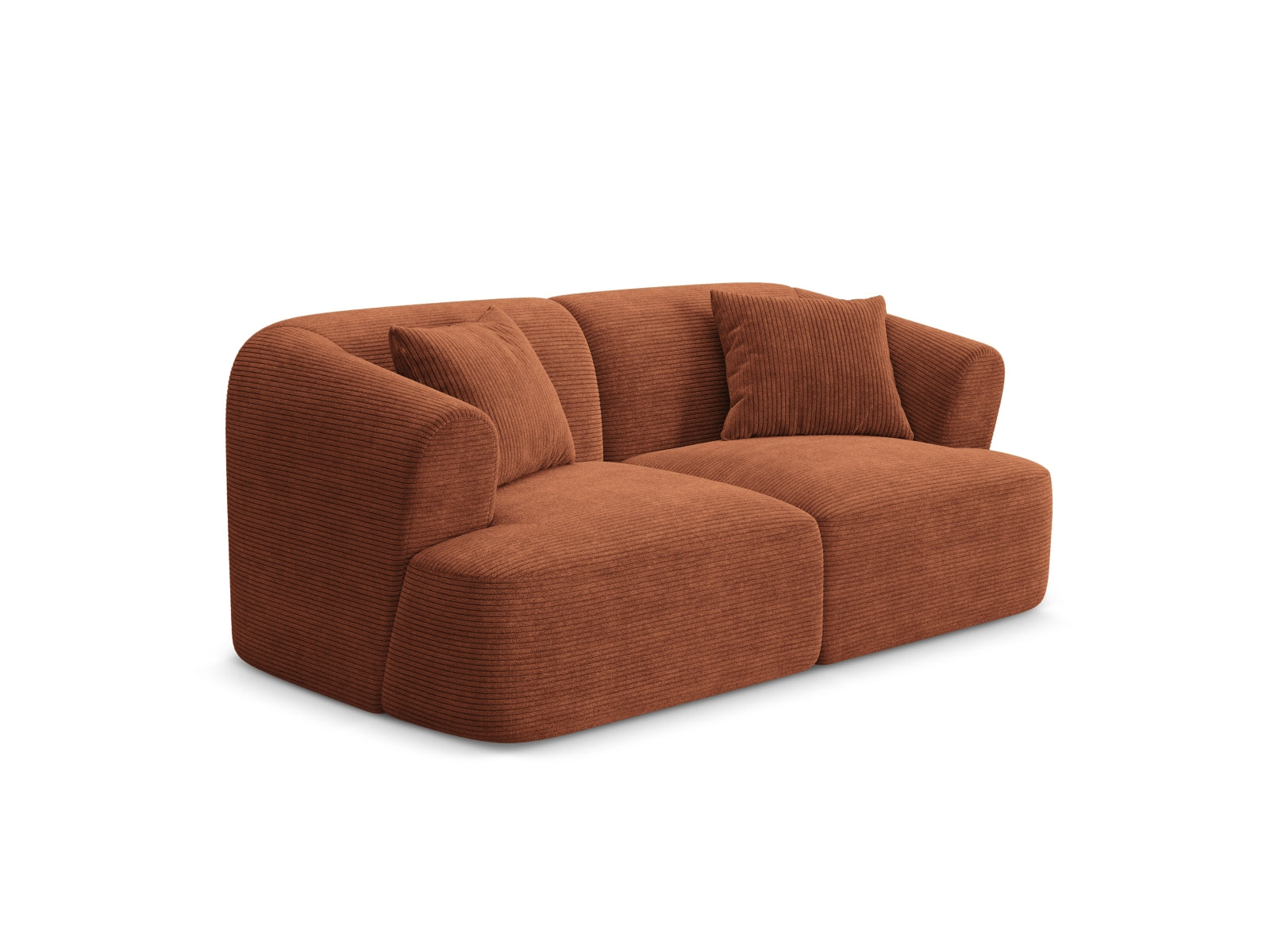 Elegantes 2-Sitzer Sofa Campi in warmem Terracotta, ideal für moderne Wohnräume, erhältlich bei KAQTU Design AG.