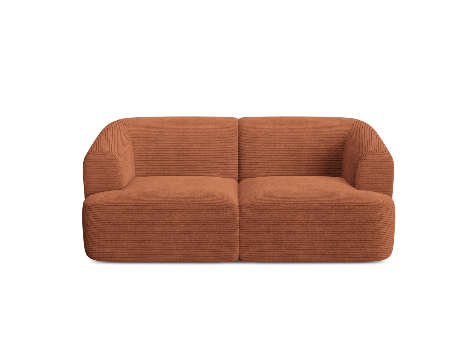Elegantes 2-Sitzer Sofa Campi in warmem Terracotta, ideal für moderne Wohnräume und einladende Gemütlichkeit.