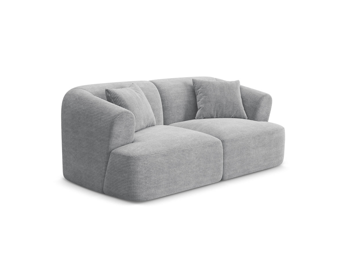 2-Sitzer Modular Sofa Campi mit Stoffbezug, weichen Polstern und schwarzen Kunststoffbeinen