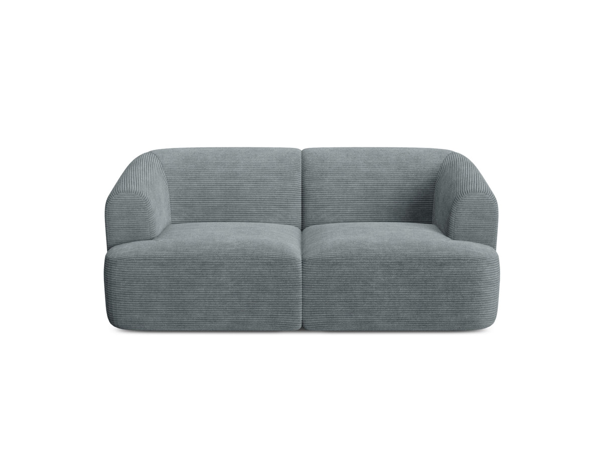 2-Sitzer Modular Sofa Campi mit Stoffbezug, weichen Polstern und schwarzen Kunststoffbeinen
