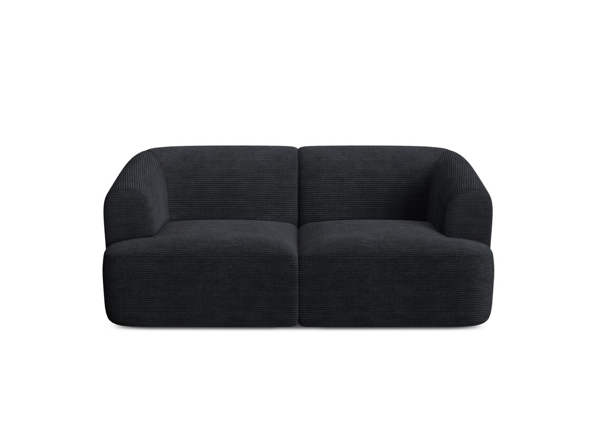 2-Sitzer Modular Sofa Campi mit Stoffbezug, weichen Polstern und schwarzen Kunststoffbeinen