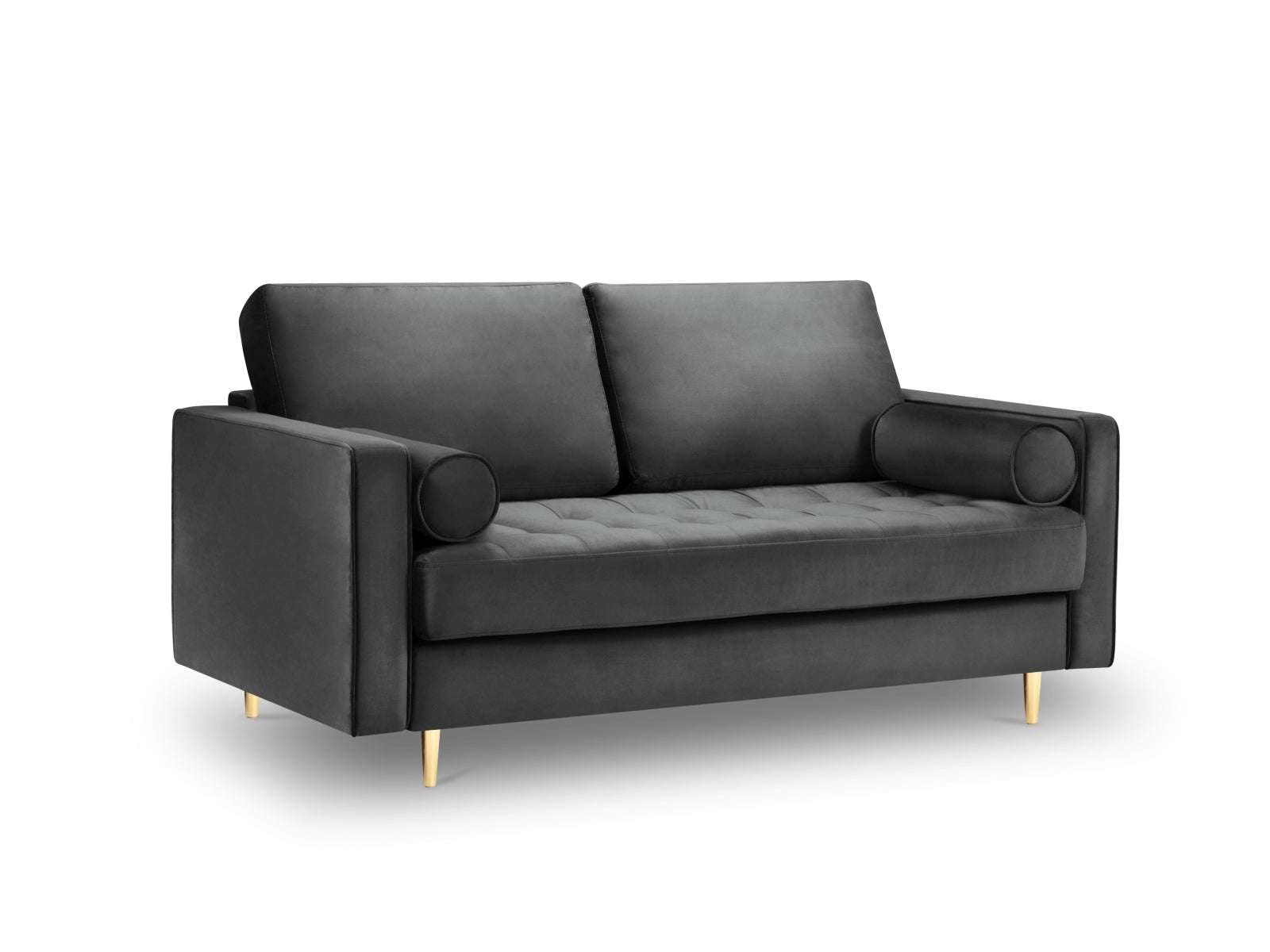 Elegantes 2-Sitzer Sofa Aspen in zeitlosem Dunkelgrau, ideal für stilvolle Wohnzimmer und gemütliche Abende von Cosmopolitan Design.