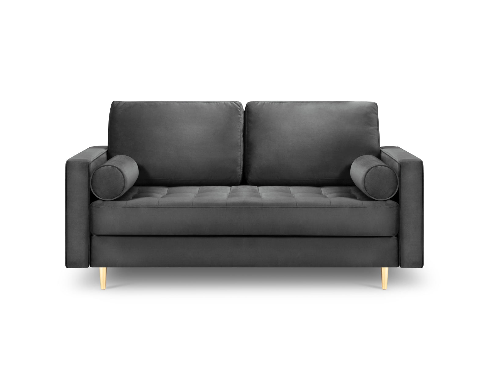 Modernes 2-Sitzer Sofa Aspen in edlem Dunkelgrau, perfekt für stilvolle Wohnräume und entspannte Stunden, von Cosmopolitan Design.