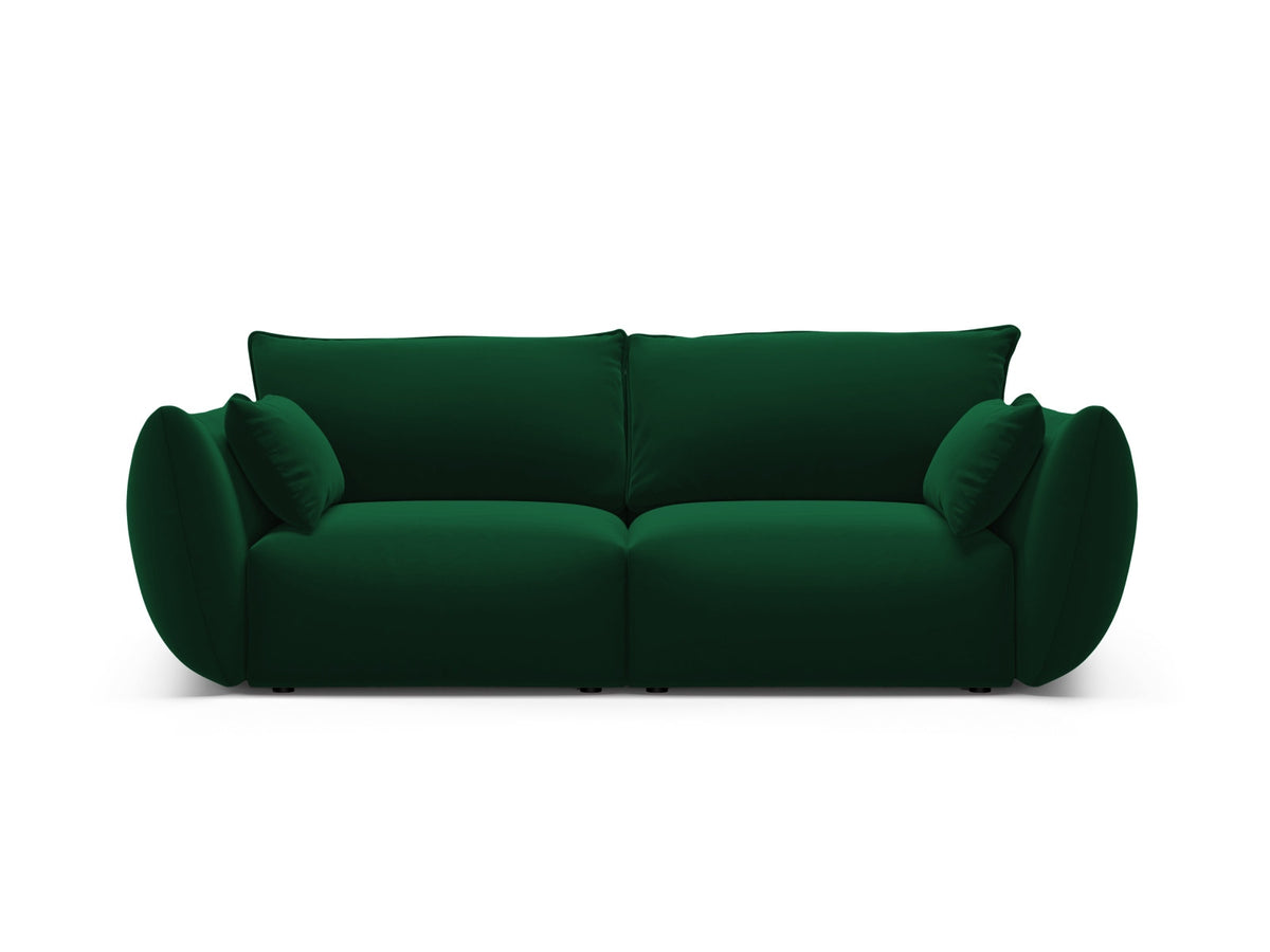 Zweisitzer Sofa Matera mit Stoffbezug, Holzrahmen und niedrigen schwarzen Beinen