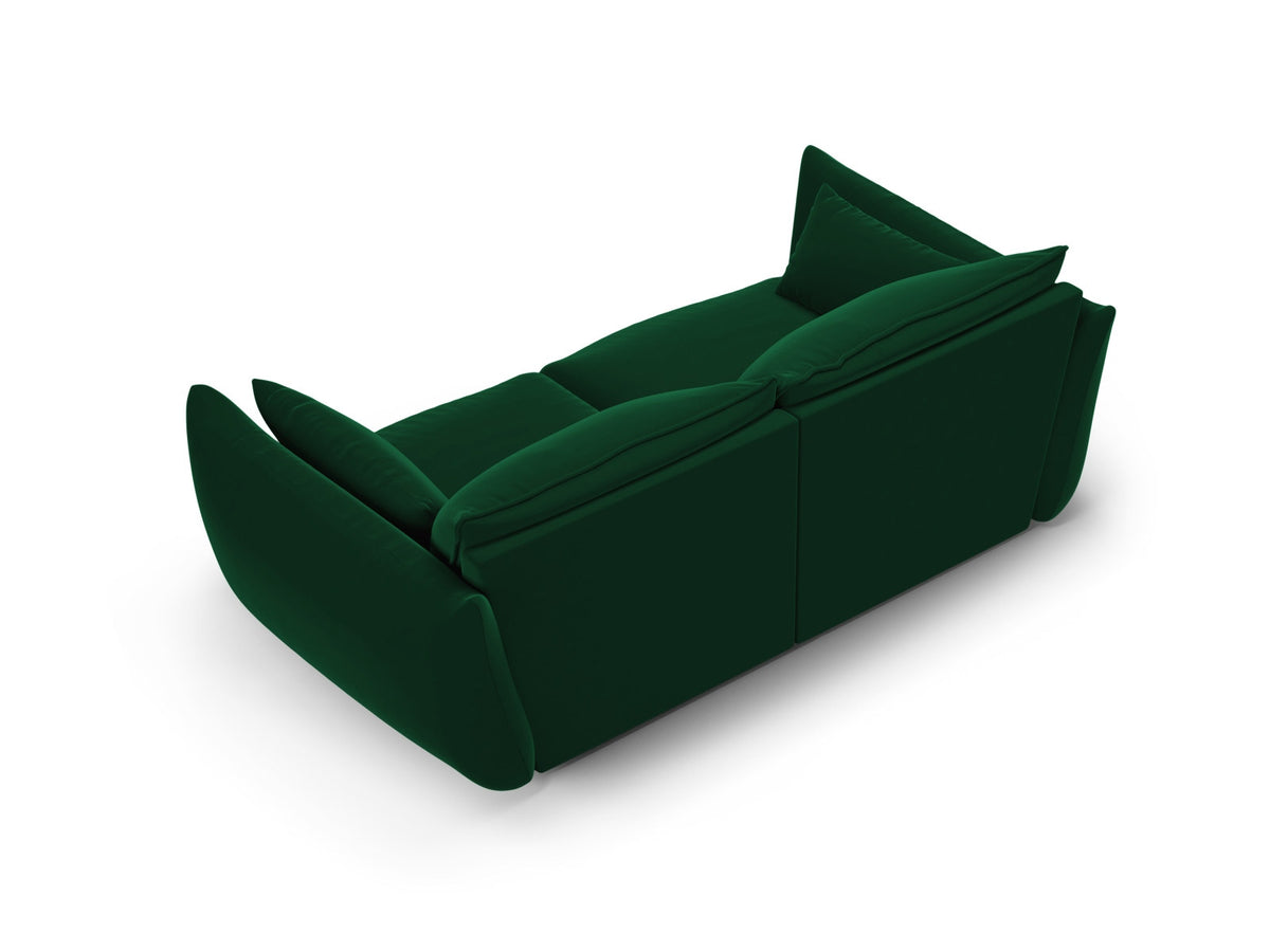 Zweisitzer Sofa Matera mit Stoffbezug, Holzrahmen und niedrigen schwarzen Beinen