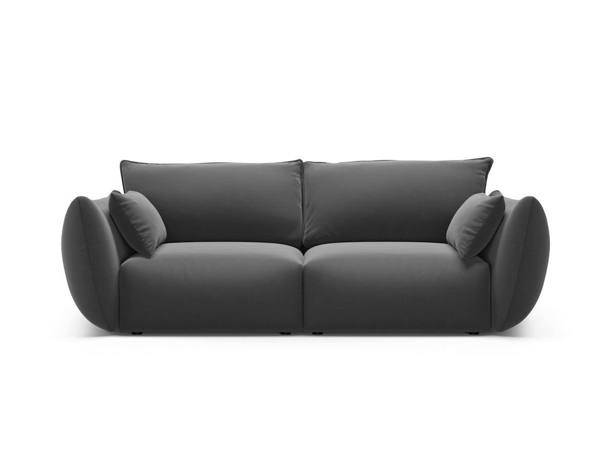 Zweisitzer Sofa Matera mit Stoffbezug, Holzrahmen und niedrigen schwarzen Beinen