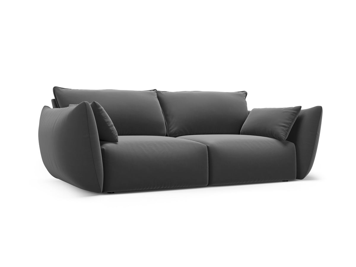 Zweisitzer Sofa Matera mit Stoffbezug, Holzrahmen und niedrigen schwarzen Beinen