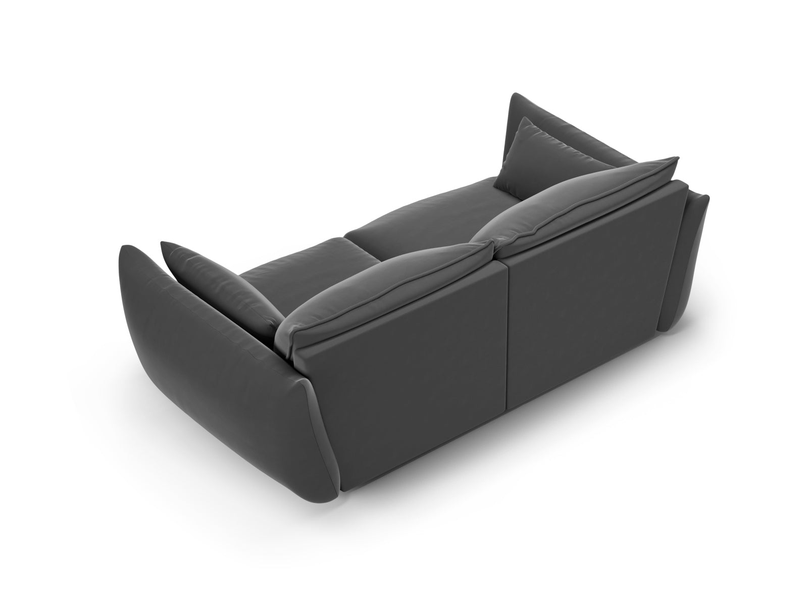 Modernes 2-Sitzer Sofa Matera in edlem Dunkelgrau, ideal für stilvolle Wohnräume und gemütliche Abende. Von Cosmopolitan Design.