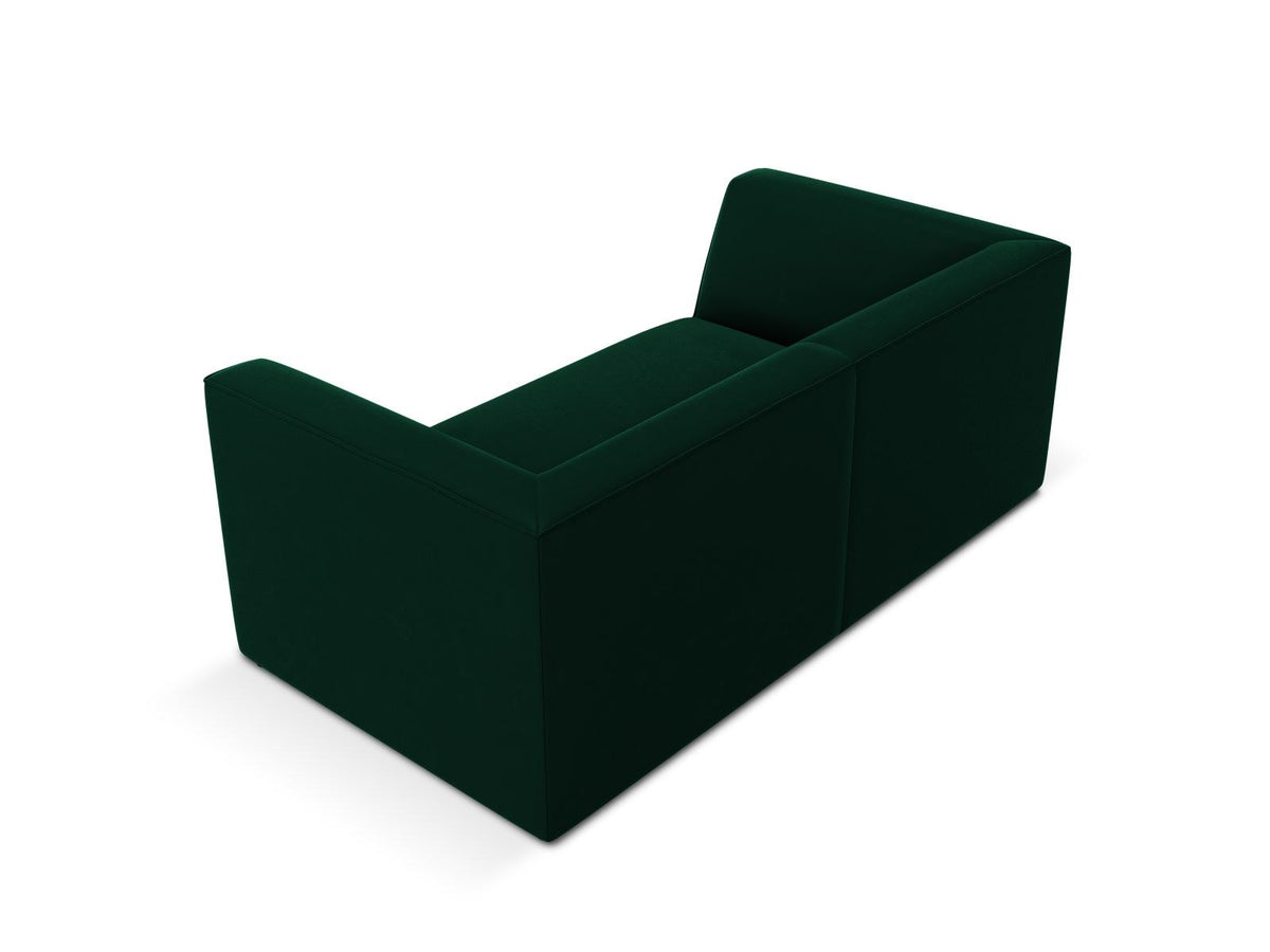 Zweisitzer-Sofa Siena in Beige-Salvador-Samt mit schwarzen Kunststoffbeinen, gepolsterter Sitzfläche und niedriger Rückenlehne, Frontansicht.