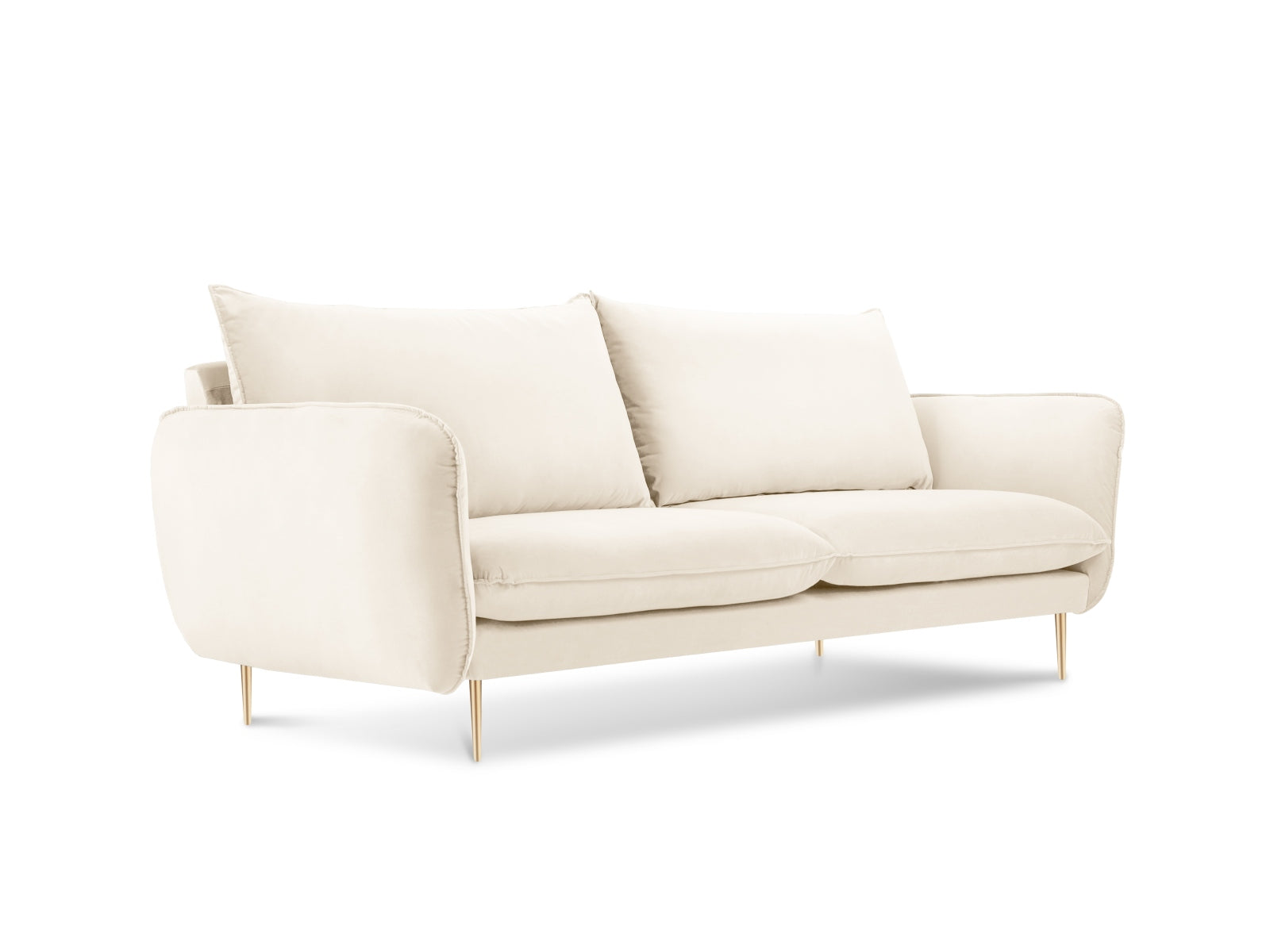 Vienna Velour Sofa 2 Sitzer 92cm in Light Beige/Gold-Bluvel präsentiert im Onlineshop von KAQTU Design AG. 2er Sofa ist von Cosmopolitan Design