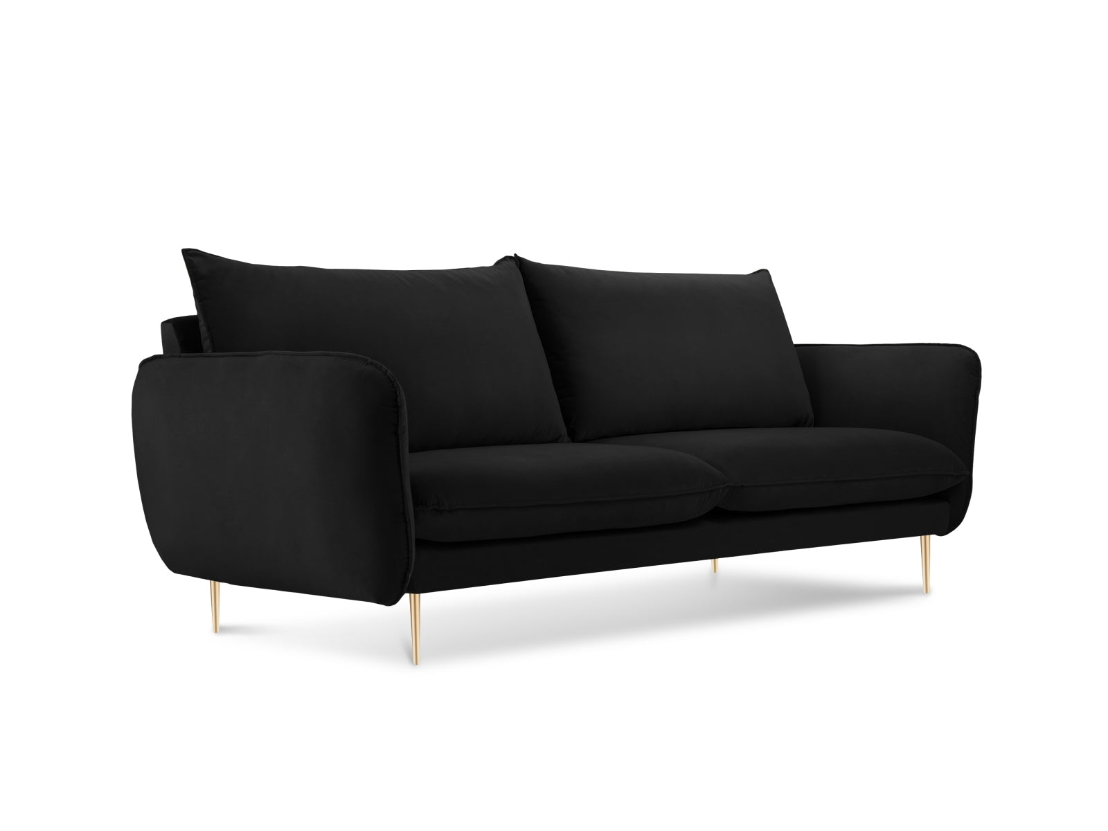 Vienna Velour Sofa 2 Sitzer 92cm in Black/Gold-Bluvel präsentiert im Onlineshop von KAQTU Design AG. 2er Sofa ist von Cosmopolitan Design