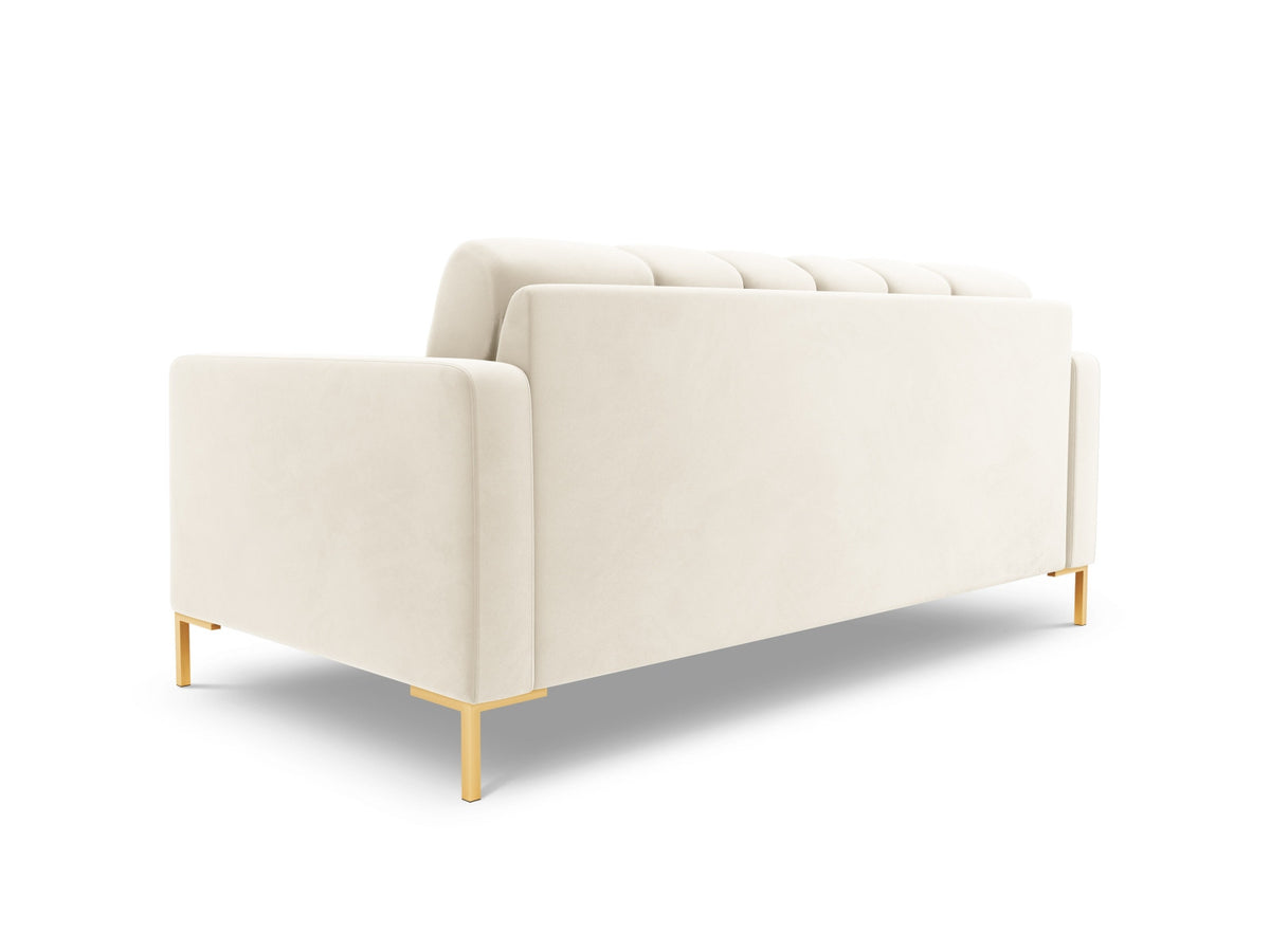 Zweisitziges Sofa Bali mit Stoffbezug, Dekokissen und schlanken Metallbeinen