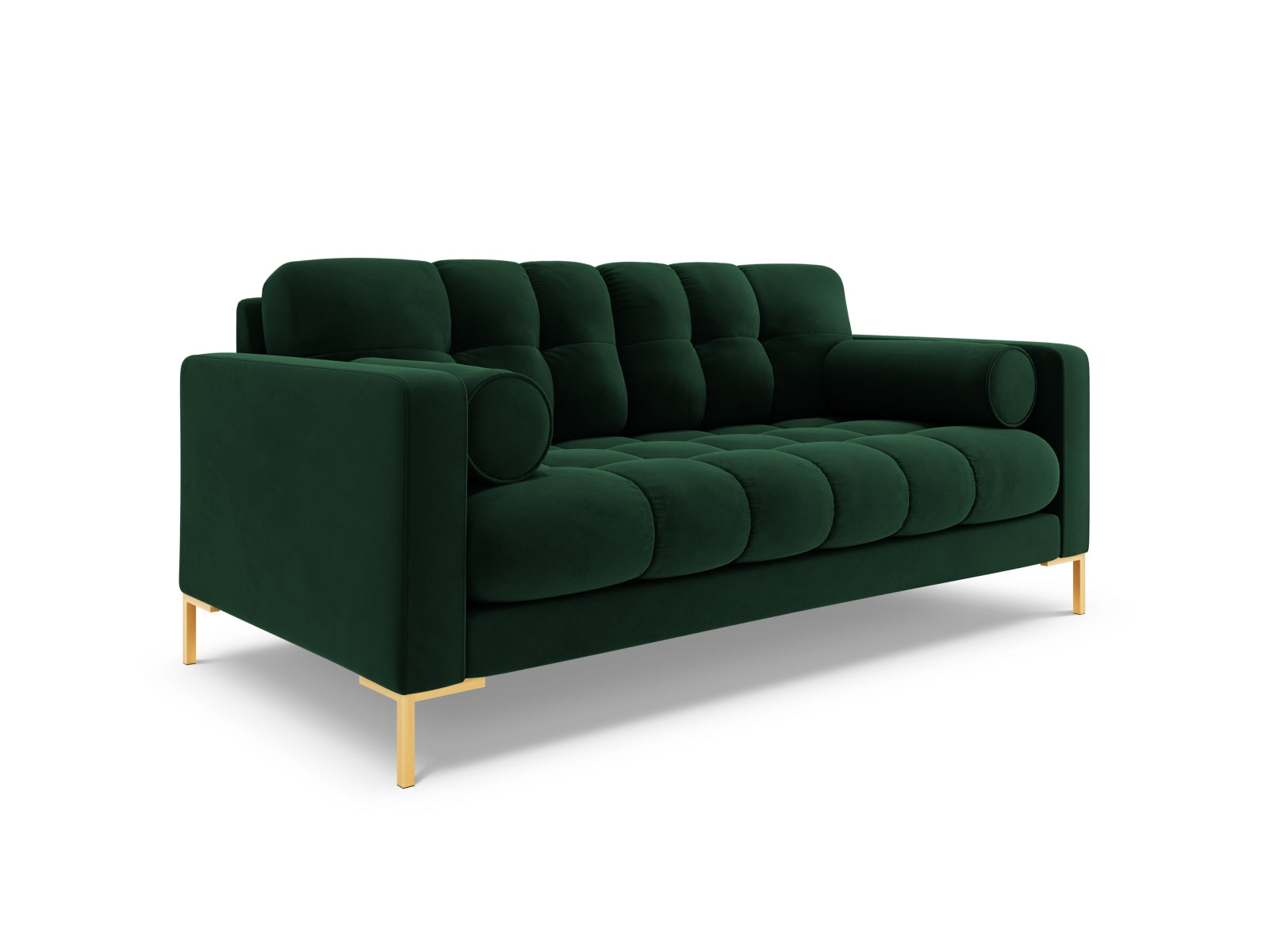 Elegantes 2-Sitzer Sofa Bali in edlem Bottle Green-Bluvel, ideal für stilvolle Wohnräume und entspannte Stunden zu zweit.