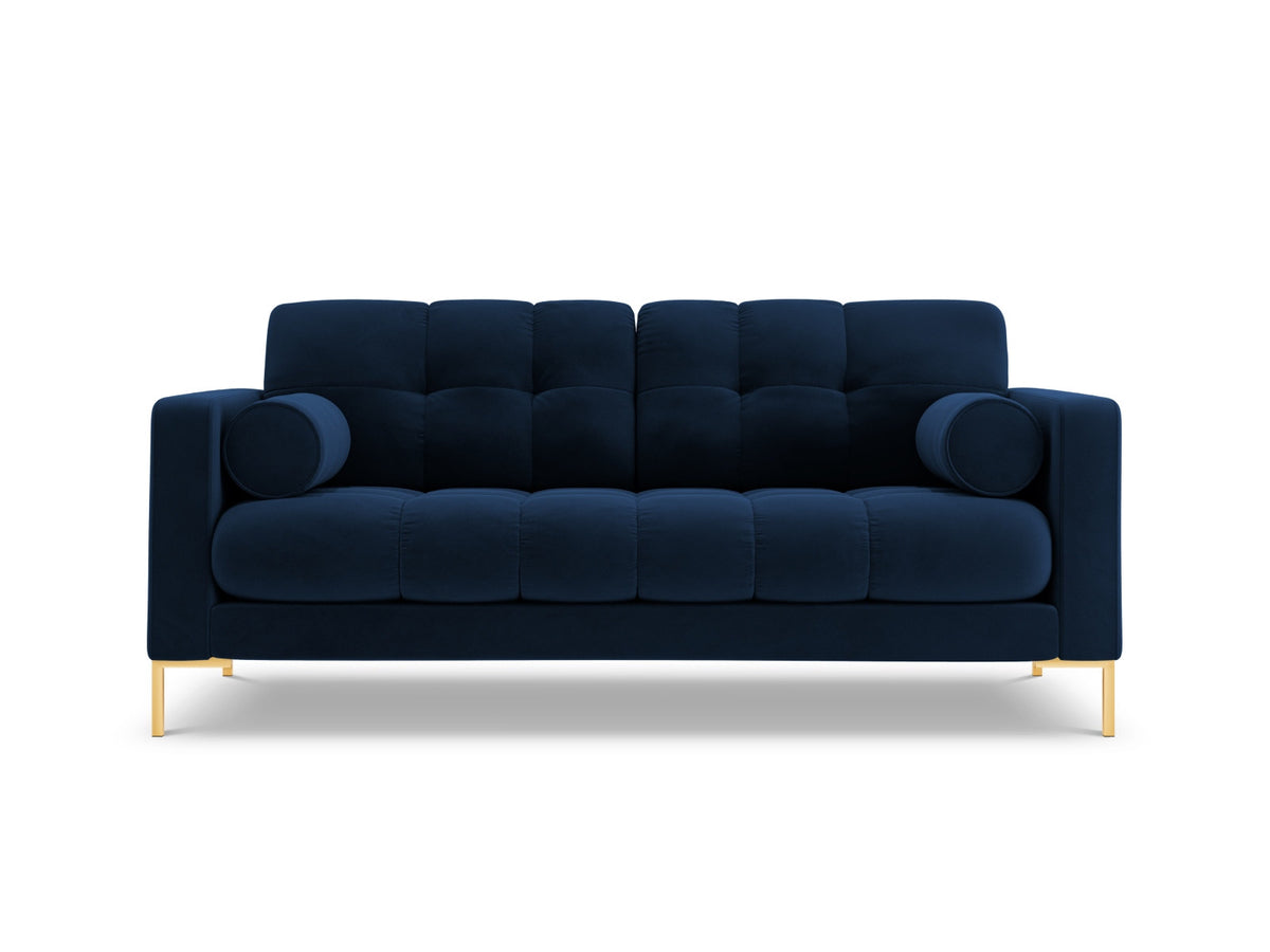 Zweisitziges Sofa Bali mit Stoffbezug, Dekokissen und schlanken Metallbeinen