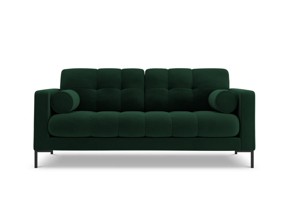Zweisitziges Sofa Bali mit Stoffbezug, Dekokissen und schlanken Metallbeinen