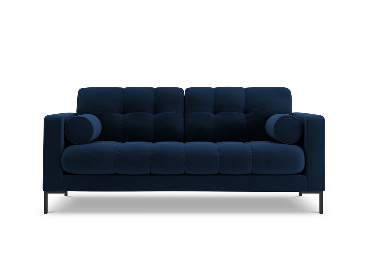Zweisitziges Sofa Bali mit Stoffbezug, Dekokissen und schlanken Metallbeinen