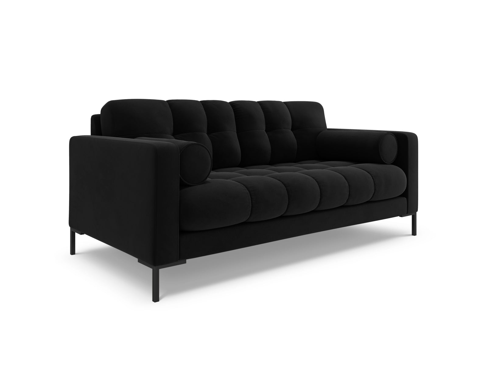Elegantes 2-Sitzer Sofa Bali in stilvollem Black-Bluvel, ideal für moderne Wohnräume, erhältlich bei KAQTU Design AG.