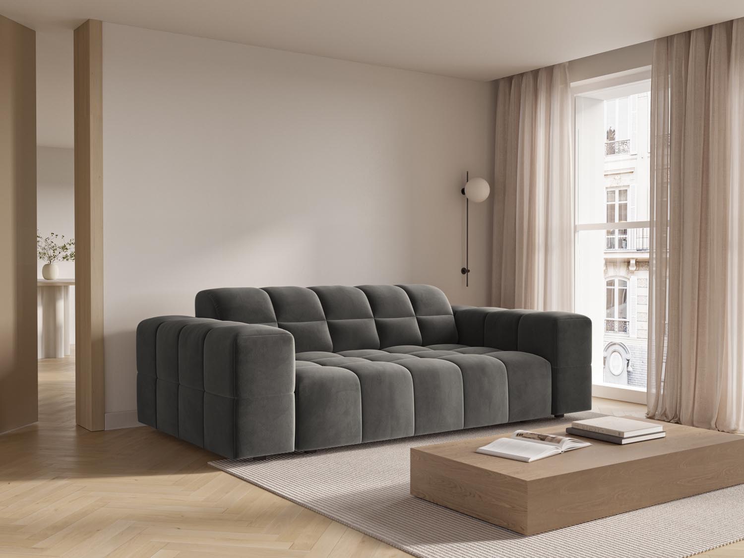 Erleben Sie das stilvolle Chicago Velour Sofa 2 Sitzer von Cosmopolitan Design – ideal für Ihr modernes Wohnzimmer und höchsten Sitzkomfort.