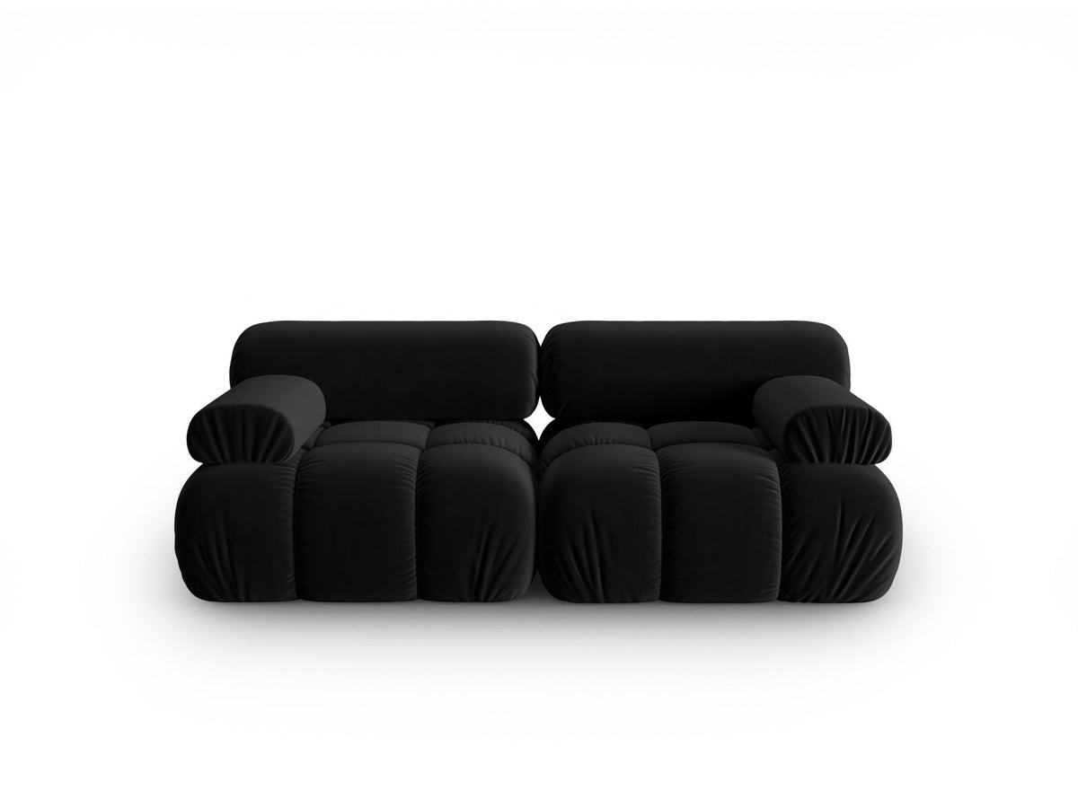 Cortina Samt-Modulsofa 2-Sitzer in Pink-Bluvel mit Samtbezug, Holzrahmen und schwarzen Kunststoffbeinen, modulares 2er Sofa