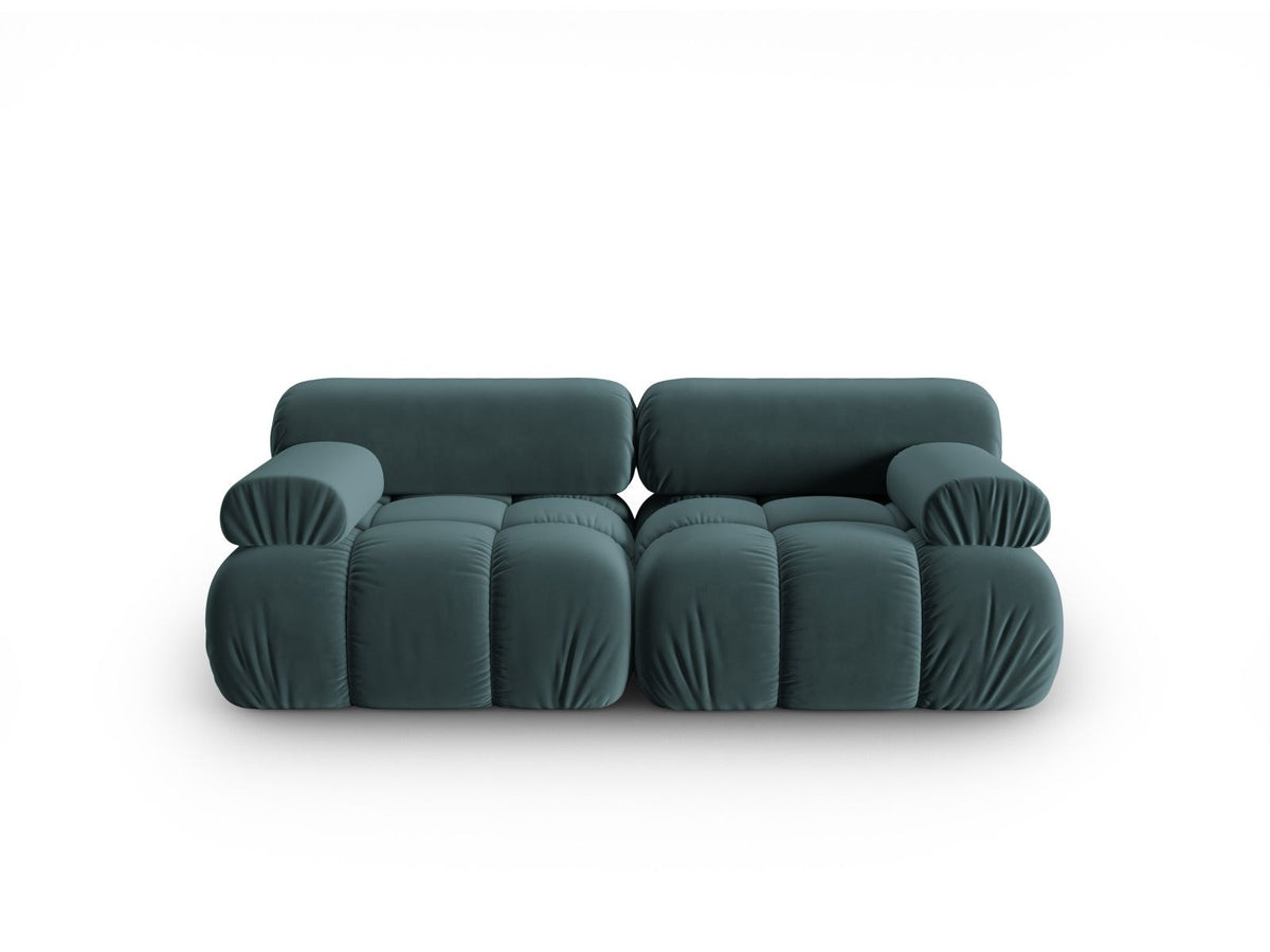 Cortina Samt-Modulsofa 2-Sitzer in Pink-Bluvel mit Samtbezug, Holzrahmen und schwarzen Kunststoffbeinen, modulares 2er Sofa