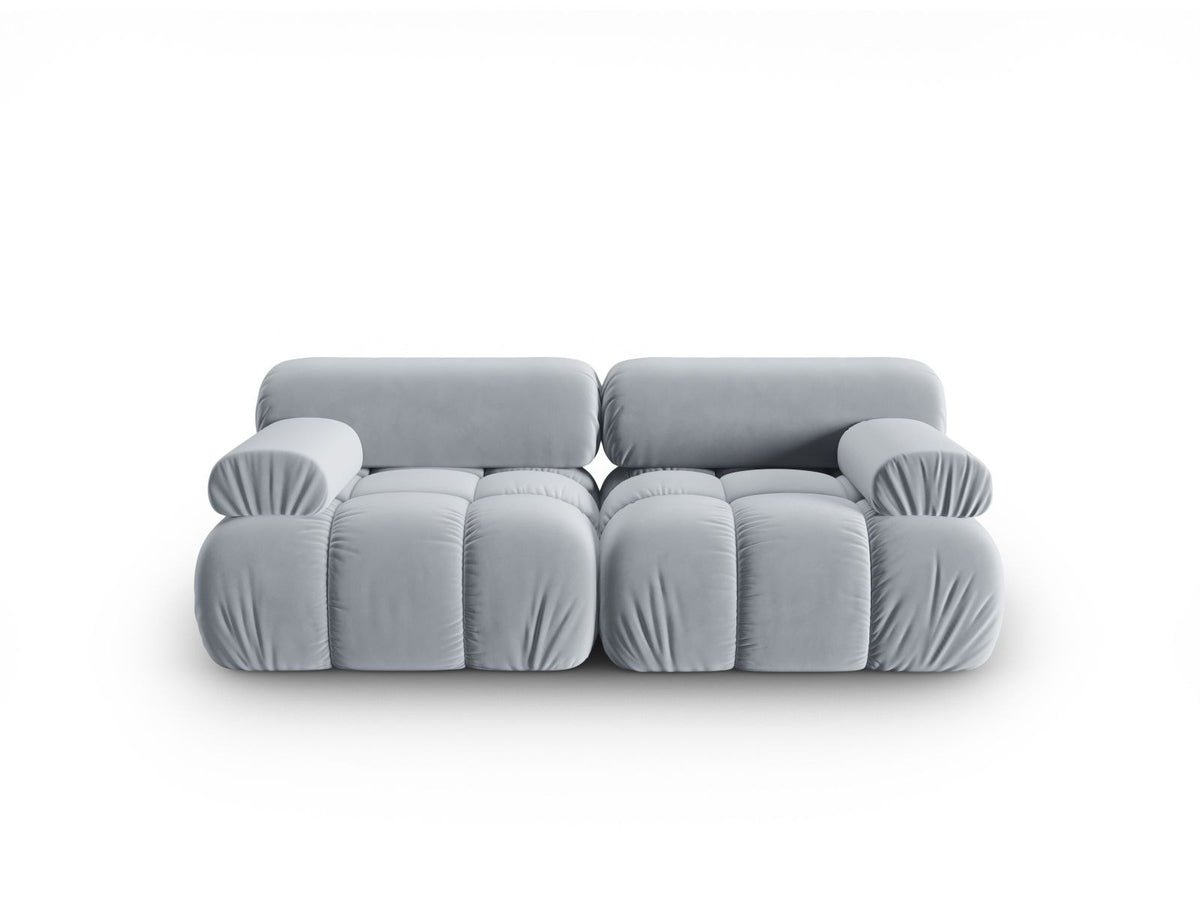 Cortina Samt-Modulsofa 2-Sitzer in Pink-Bluvel mit Samtbezug, Holzrahmen und schwarzen Kunststoffbeinen, modulares 2er Sofa