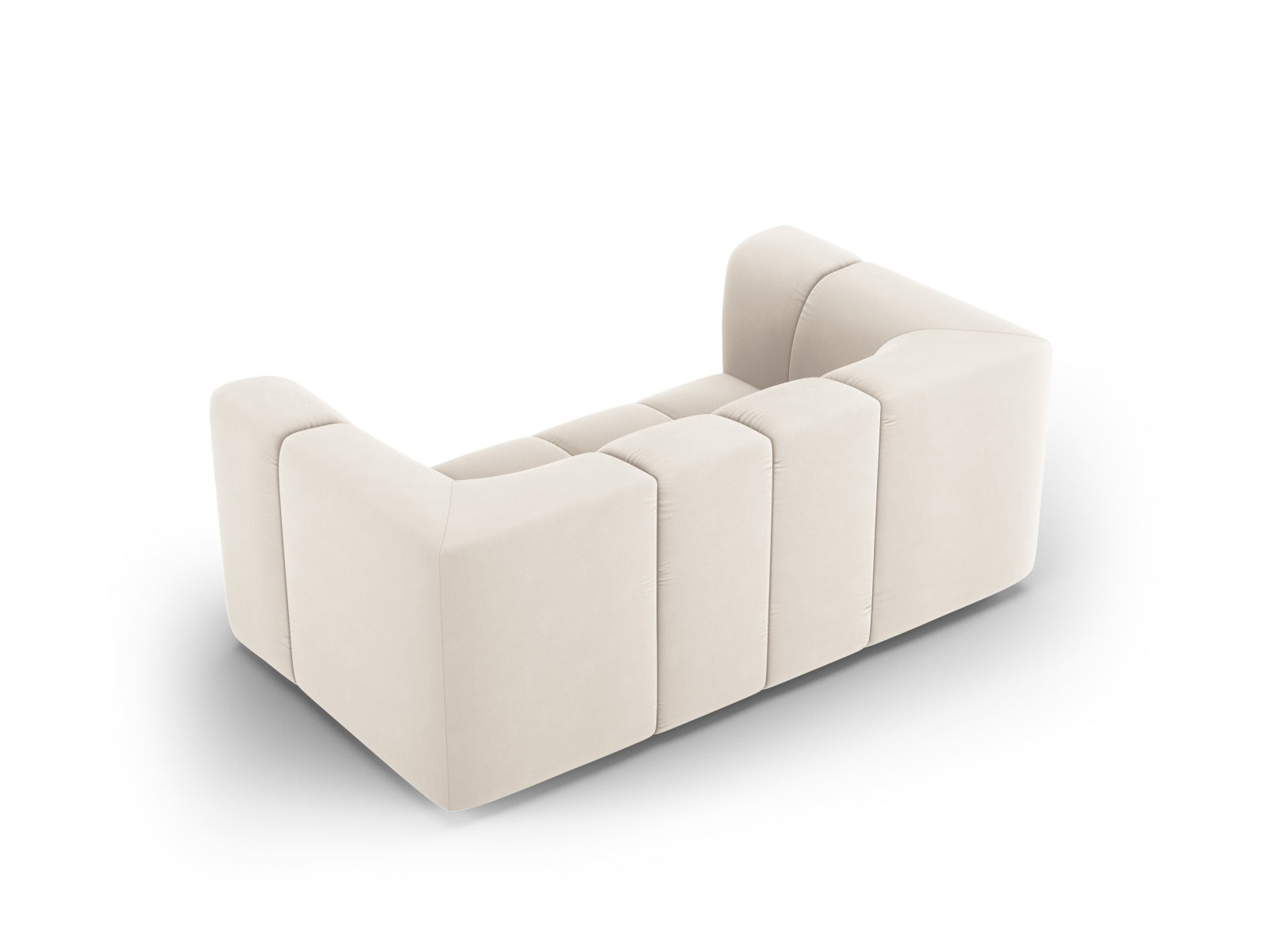Modernes 2-Sitzer Sofa Moritz in neutralem Beige, perfekt für gemütliche Wohnzimmer und stilvolle Einrichtungsideen.