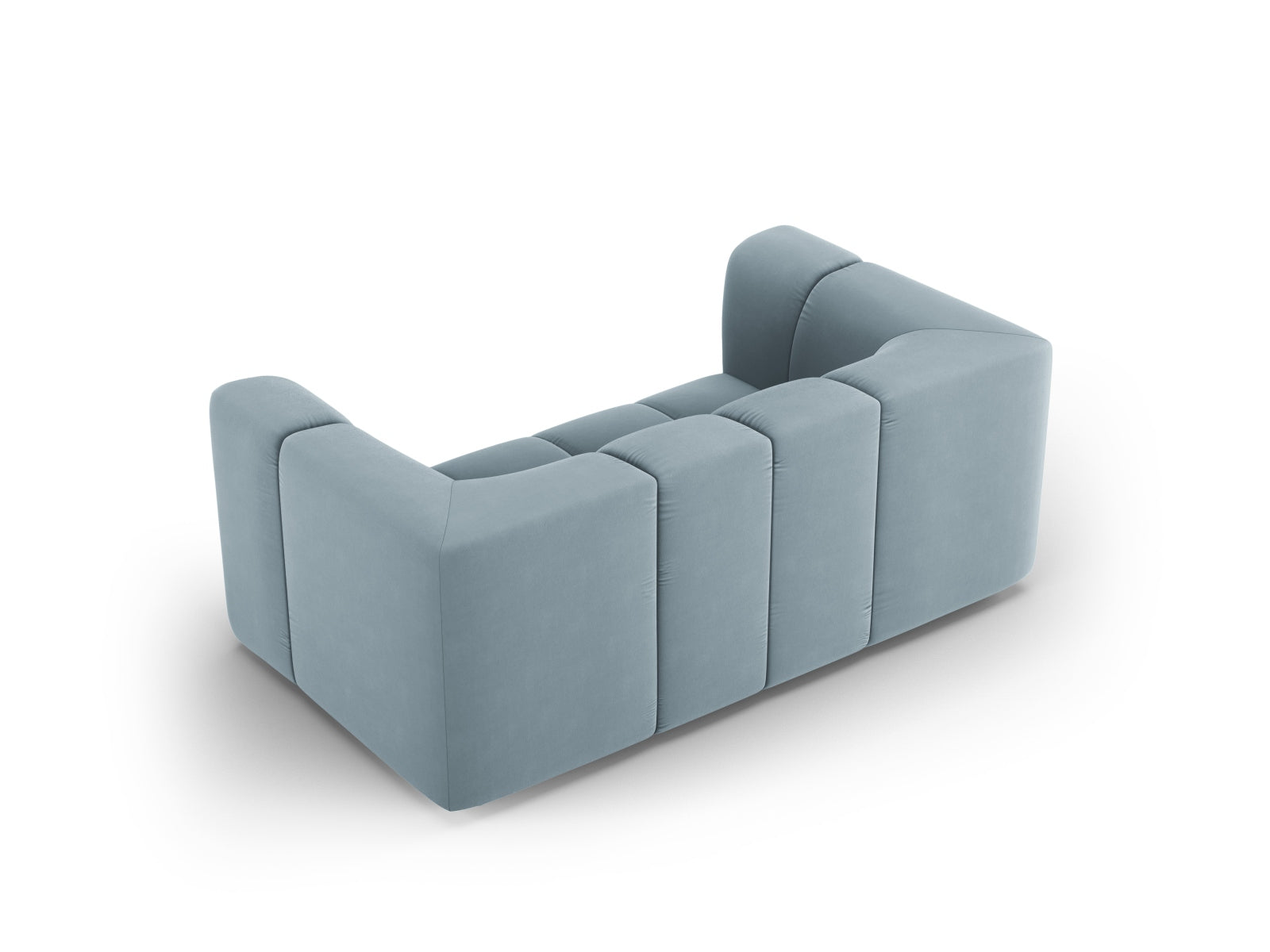 Modernes 2-Sitzer Sofa Moritz in zartem Hellblau, perfekt für gemütliche Wohnzimmer und stilvolle Akzente in Ihrem Zuhause.