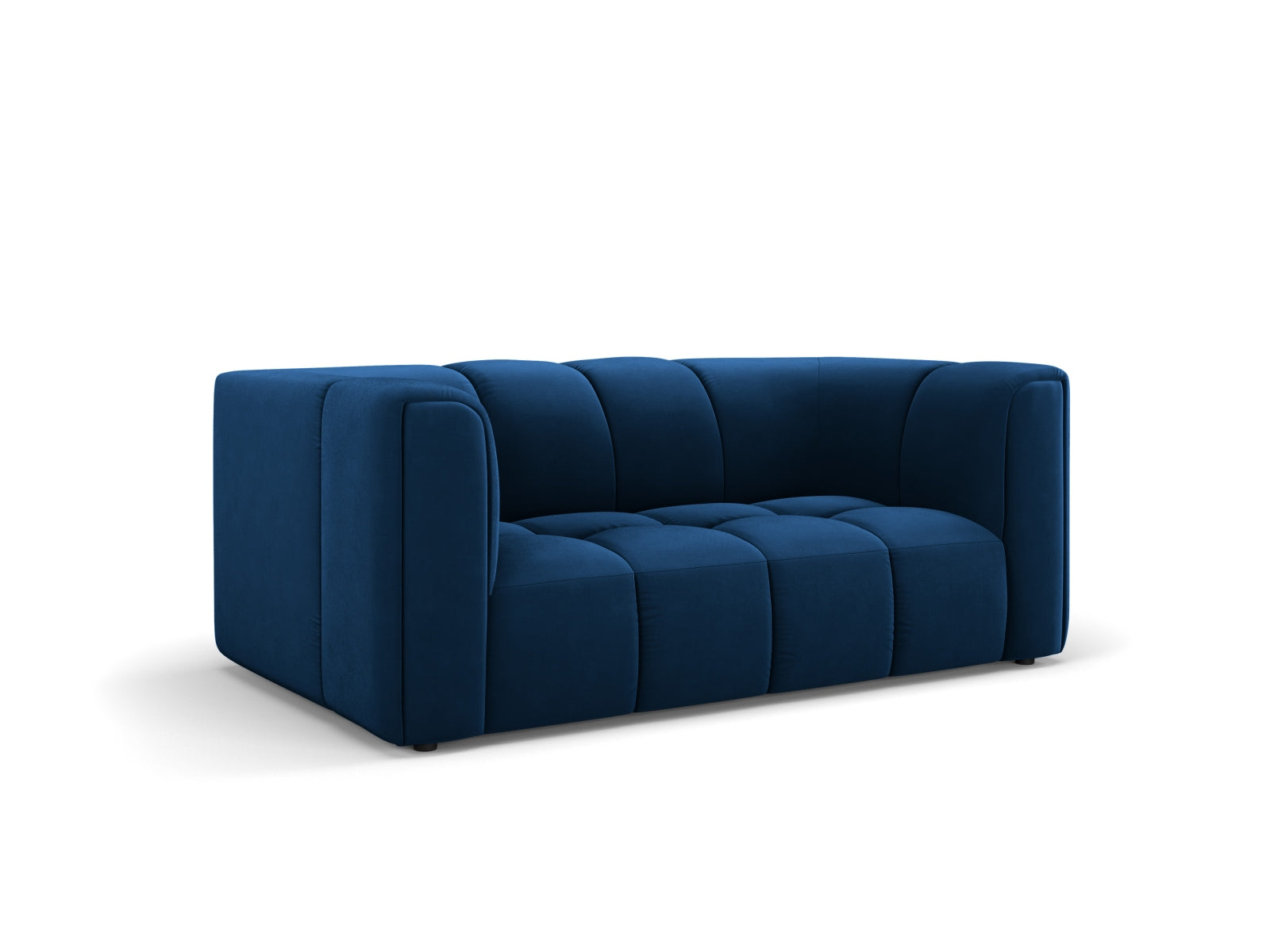 Elegantes 2-Sitzer Sofa Moritz in Royal Blue-Bluvel, stilvoll und modern, ideal für jedes Wohnzimmer, erhältlich bei KAQTU Design AG.