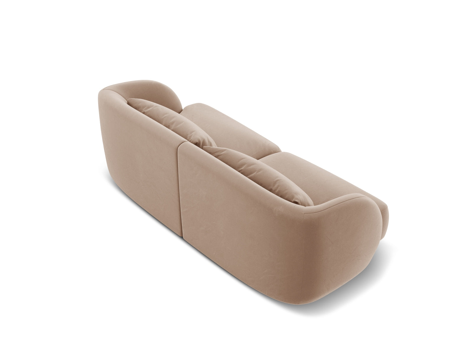 Erleben Sie das elegante Tulum Velour Sofa 2 Sitzer von Cosmopolitan Design – perfekt für kleine Räume, vereint es Komfort und modernes Design.