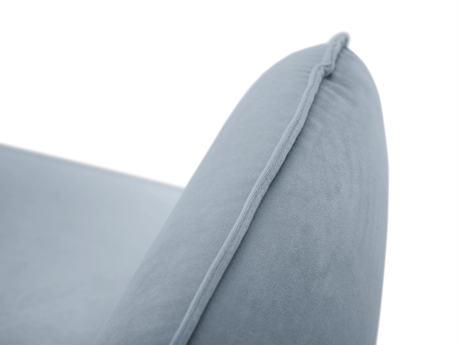 Elegantes 2-Sitzer Sofa "Vienna" in sanftem Hellblau und stilvollem Schwarz, ideal für moderne Wohnräume und gemütliche Atmosphäre.