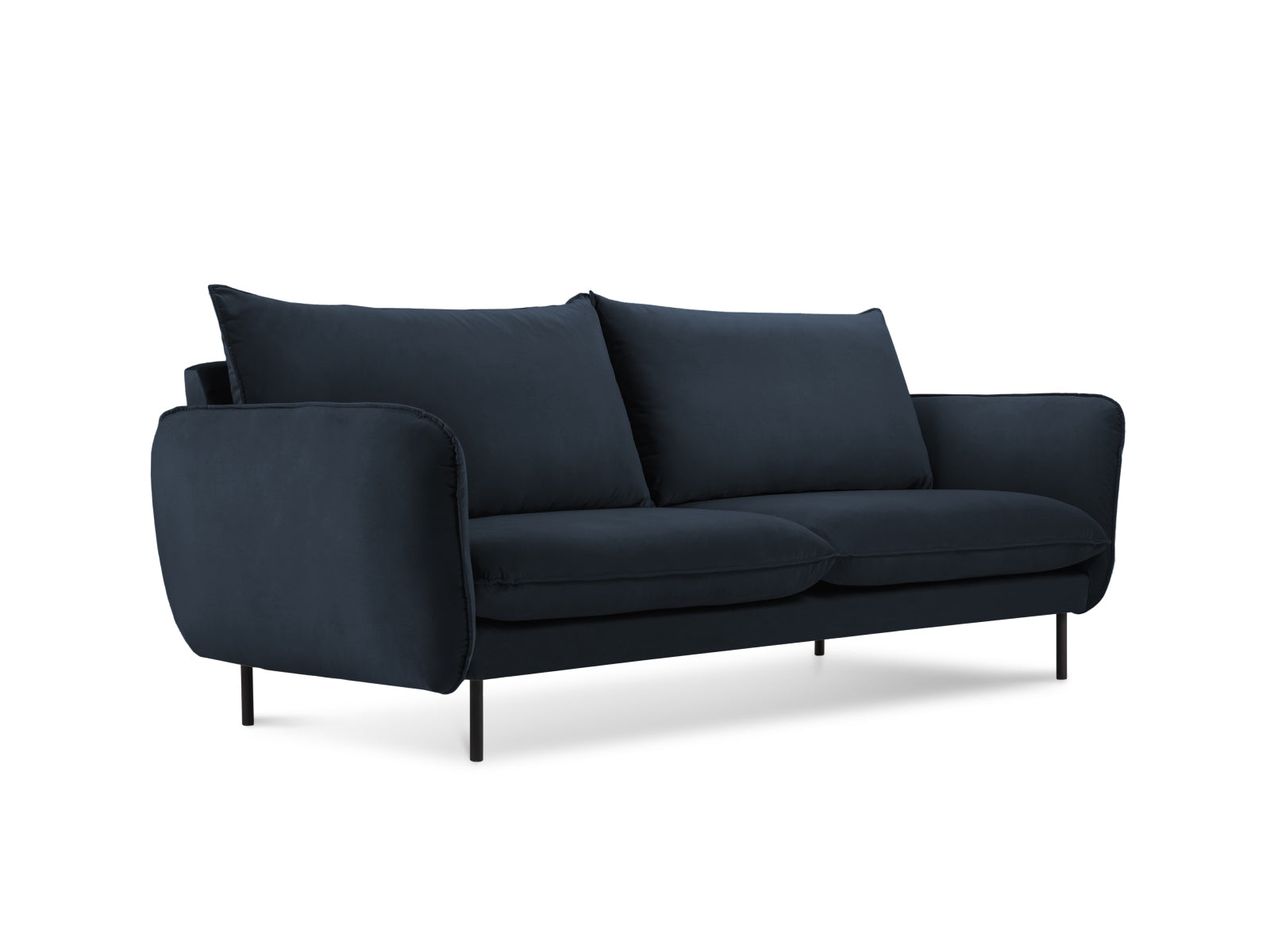 Vienna Velour Sofa 2 Sitzer 92cm in Dark Blue/Schwarz-Bluvel präsentiert im Onlineshop von KAQTU Design AG. 2er Sofa ist von Cosmopolitan Design