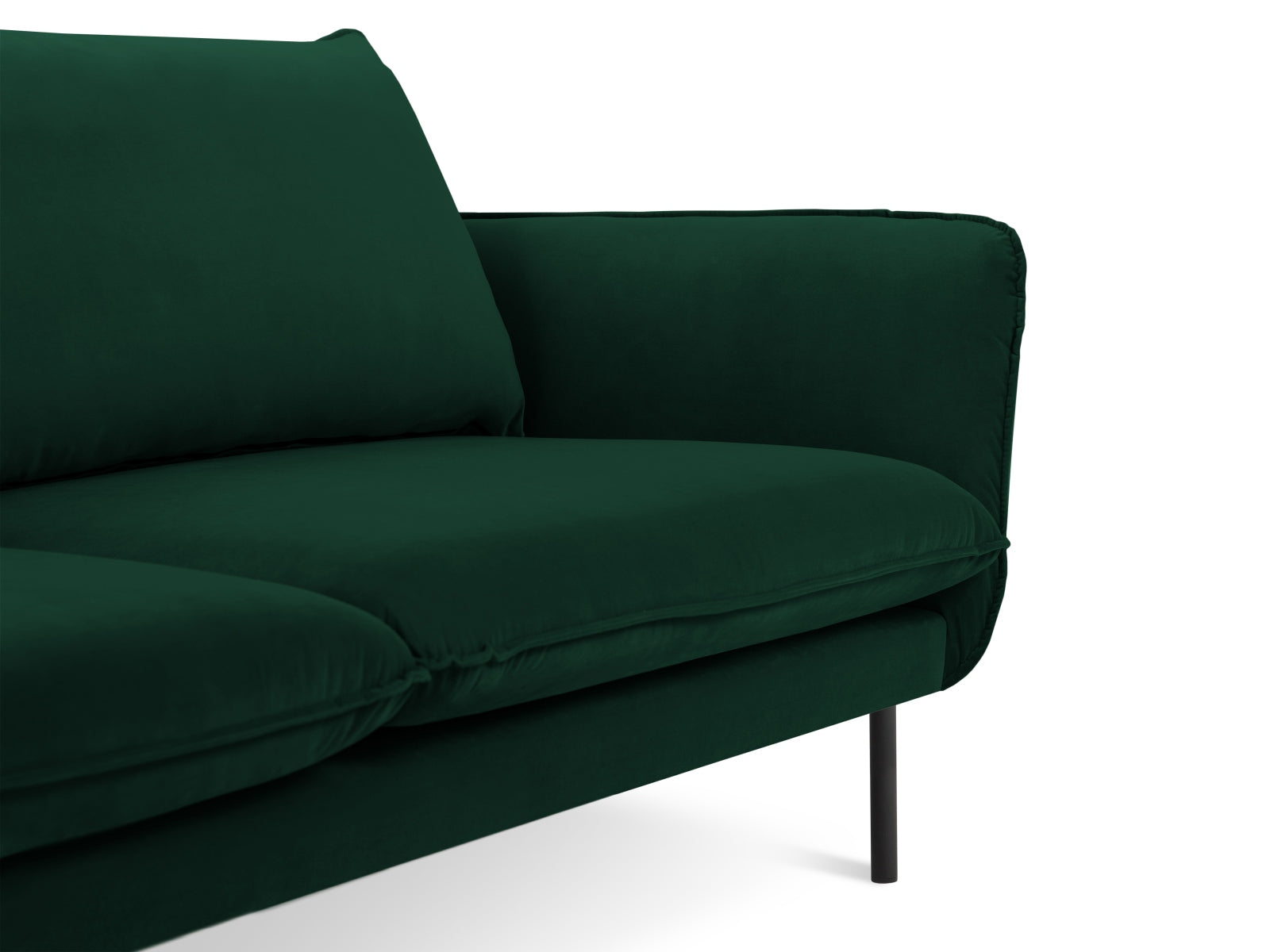 Vienna Velour Sofa 2 Sitzer 92cm in Bottle Green/Schwarz-Bluvel präsentiert im Onlineshop von KAQTU Design AG. 2er Sofa ist von Cosmopolitan Design