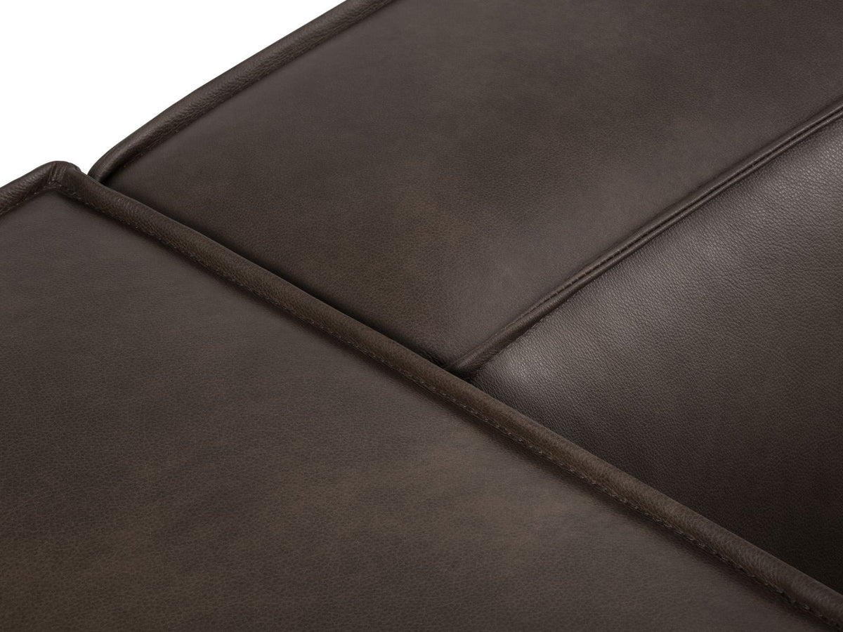 Zweisitzer-Sofa Turin von Cosmopolitan Design aus dunkelbeigem Rindsleder mit schwarzen Buchenholzbeinen, kompakte Sitzform mit 100 cm Tiefe.