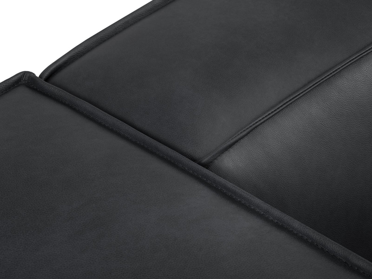 Zweisitzer-Sofa Turin von Cosmopolitan Design aus dunkelbeigem Rindsleder mit schwarzen Buchenholzbeinen, kompakte Sitzform mit 100 cm Tiefe.