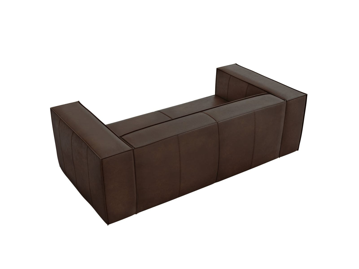 Zweisitzer-Sofa Turin von Cosmopolitan Design aus dunkelbeigem Rindsleder mit schwarzen Buchenholzbeinen, kompakte Sitzform mit 100 cm Tiefe.