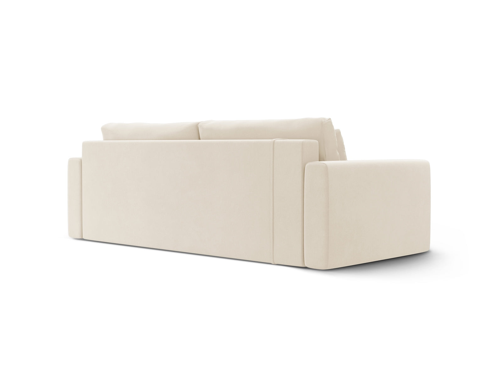 Stilvolles 3-Sitzer Belfast Velour Sofa in Ivory, ideal für Gästeübernachtungen und mit praktischem Stauraum für Kissen und Decken.