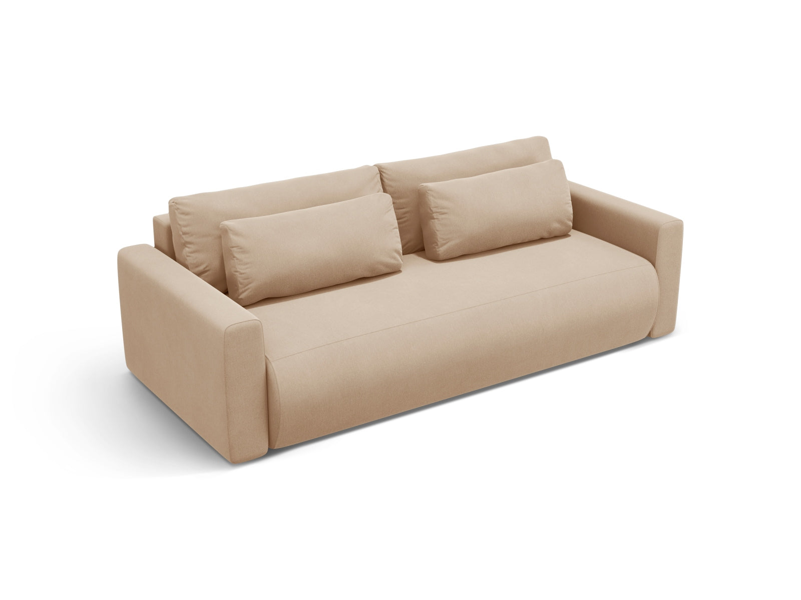 Elegantes Belfast Velour Sofa in hellem Beige, ideal als Schlafsofa mit zusätzlichem Stauraum für eine praktische Wohnlösung.