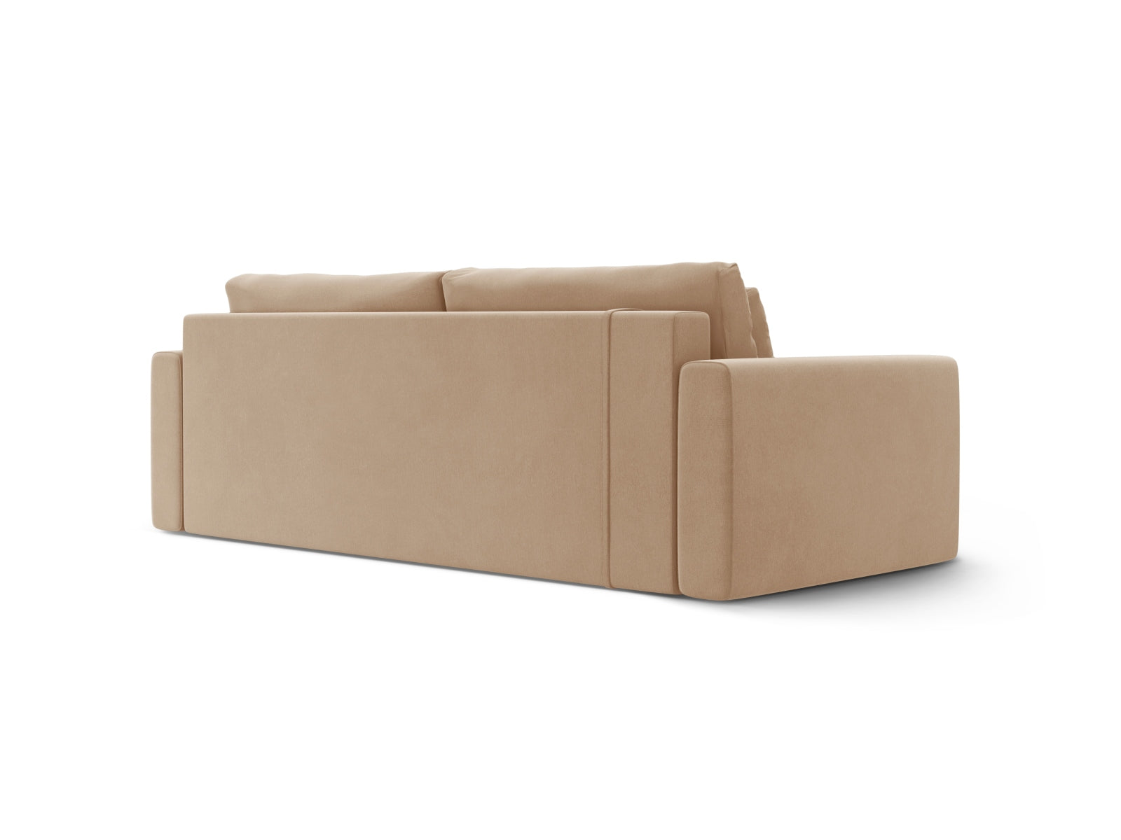 Stilvolles 3-Sitzer Belfast Velour Sofa in sanftem Beige, perfekt als Schlafgelegenheit mit integriertem Stauraum für mehr Ordnung.
