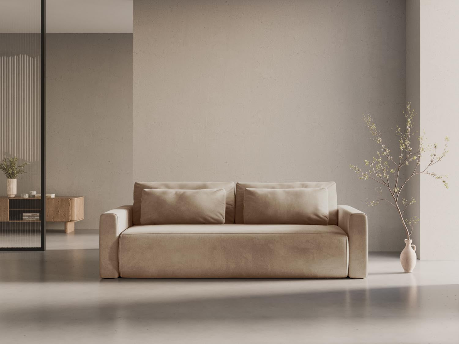 Entdecken Sie das stilvolle Belfast Velour Sofa von Cosmopolitan Design – ein 3-Sitzer mit innovativer Schlaffunktion und praktischem Stauraum für Ihr modernes Zuhause.