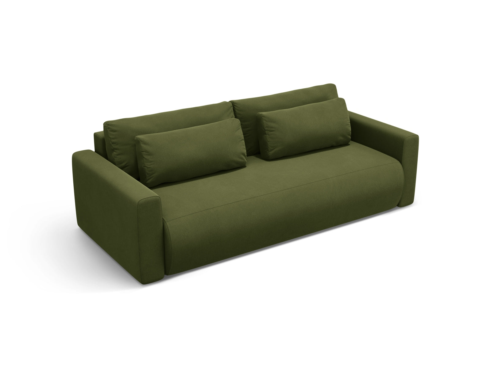 Elegantes Belfast Velour Sofa in Army Green, ideal für kleine Räume, bietet Schlafgelegenheit und Stauraum für zusätzlichen Komfort.