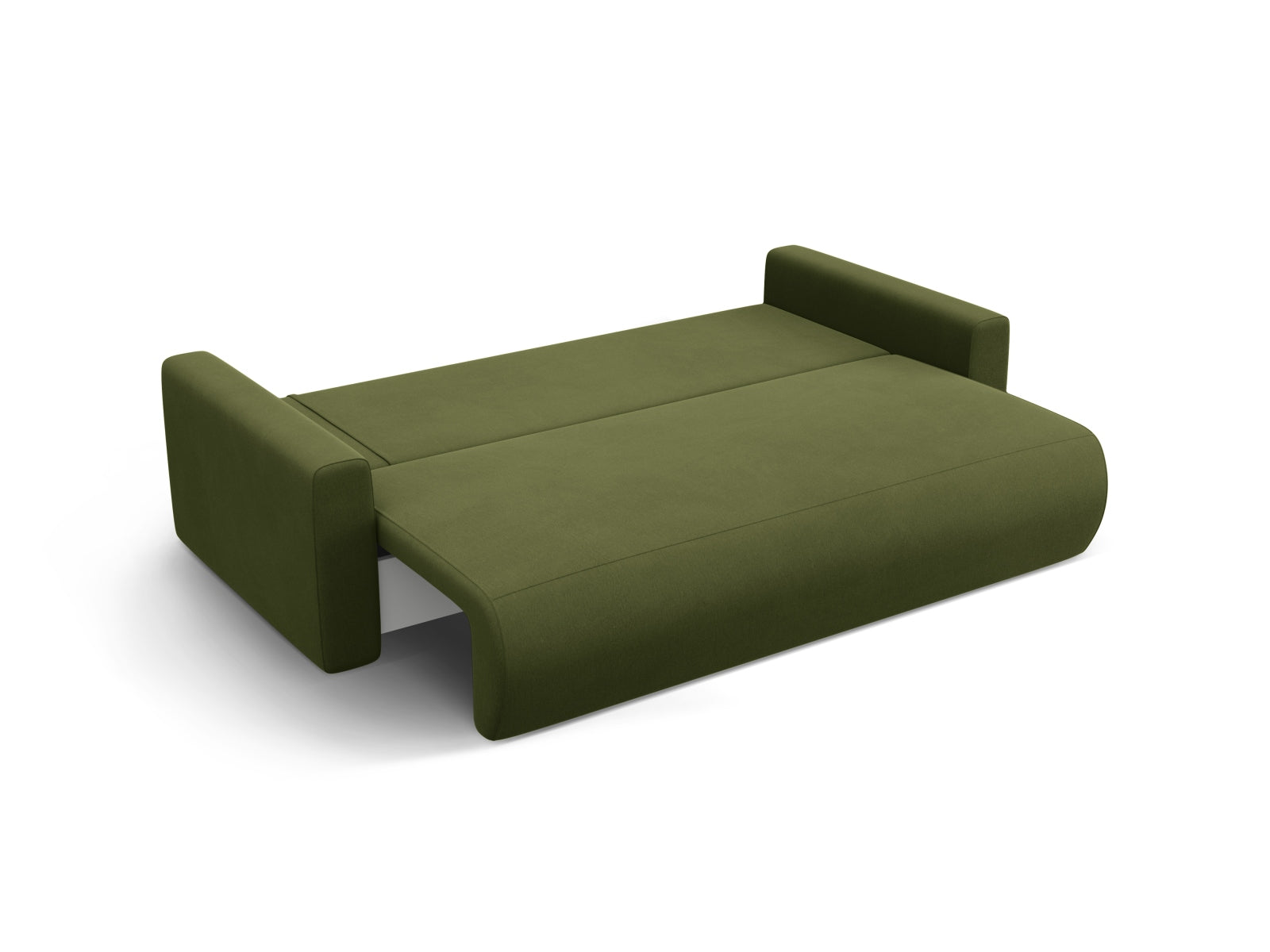 Stylisches 3-Sitzer Belfast Velour Sofa in Army Green, multifunktional mit Schlaffunktion und praktischem Stauraum für moderne Wohnräume.