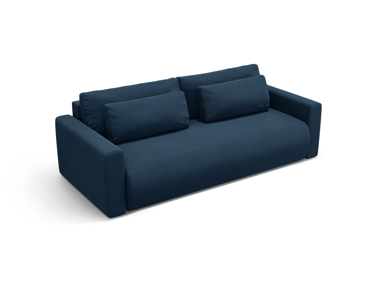 Elegantes Belfast Velour Sofa in Royal Blue, 3-Sitzer mit Schlaffunktion und integriertem Stauraum, ideal für stilvolle Wohnräume.