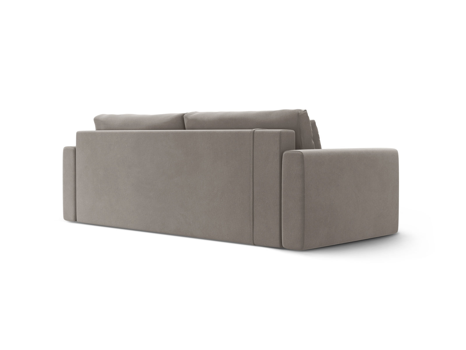 Stylisches 3-Sitzer Belfast Velour Sofa in Warm Grey, multifunktional mit Schlaffunktion und praktischem Stauraum für moderne Wohnräume.