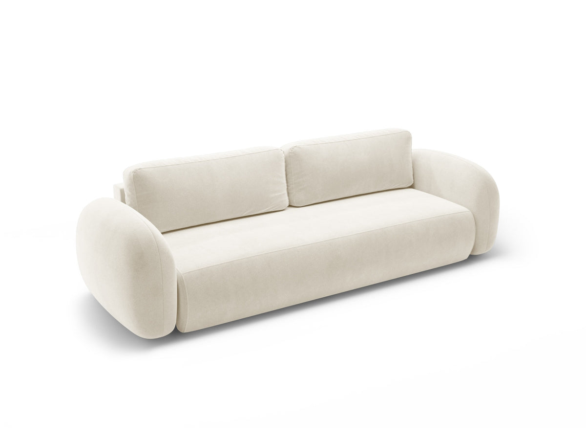 Tonale Velour Sofa mit Schlaffunktion und Stauraum 3 Sitzer in Ivory-Magic Velvet präsentiert im Onlineshop von KAQTU Design AG. Bettsofa ist von Cosmopolitan Design